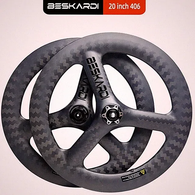 20inch 406 Folding Bicycle Carbon Wheel Tri Spoke 11Speed 6 Bolts Disc Brake
