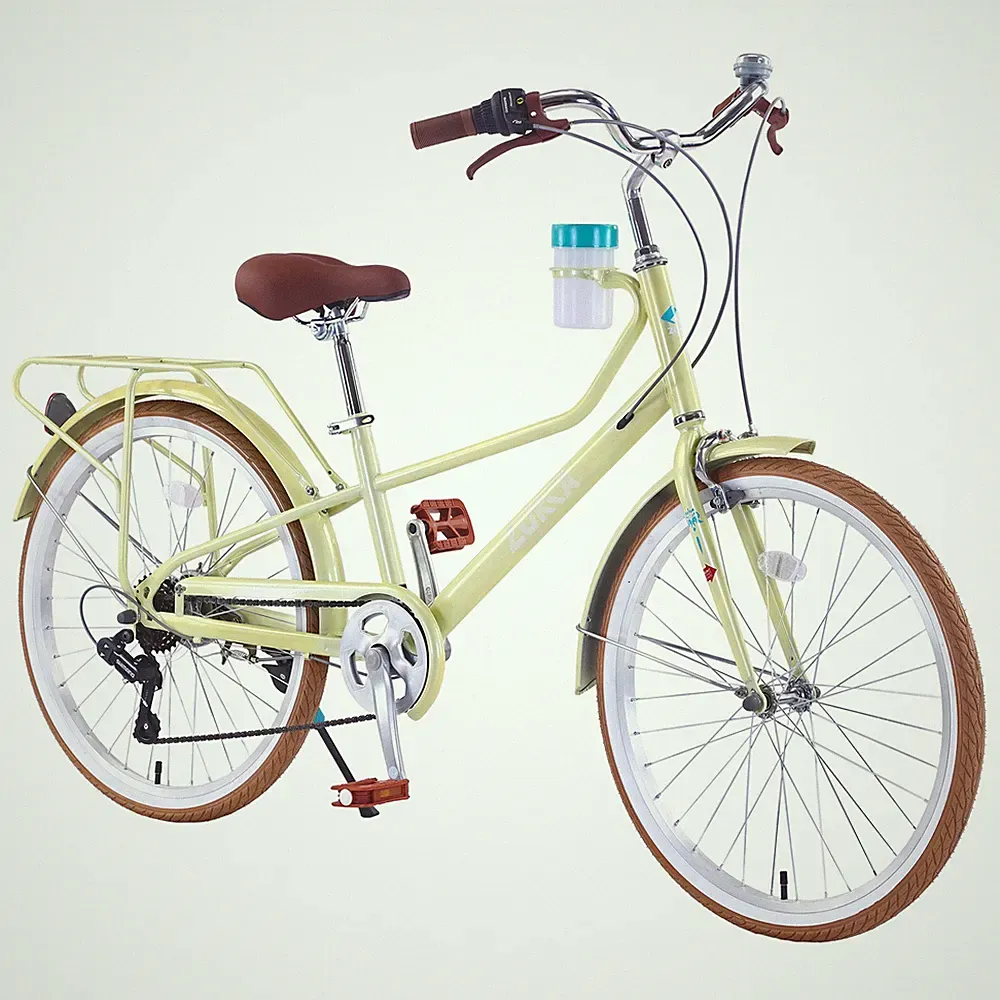 24" Women's Cruiser Bike, 6-Speed Step-Through Commuter Bicycle