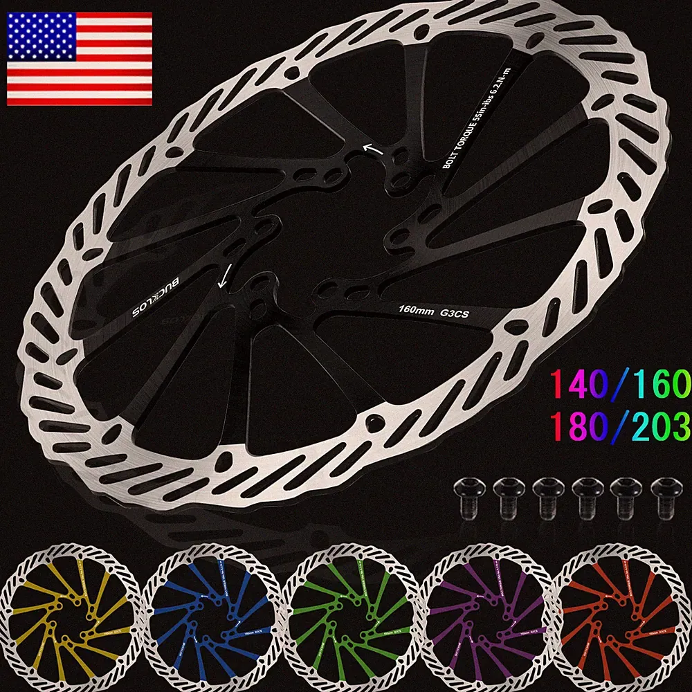 6 Bolts Rotor 140/160/180/203mm MTB BMX Road Bicycle Disc Brake Rotors Caliper