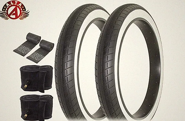 ALTA 26" x 4.00" WHITEWALL CRUISER Chopper TIREs BICYCLE Fat BIKE 6pc SET.
