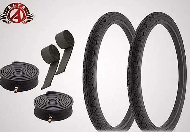 ALTA Bicycle 26" x 1.95" DURABLE BLACK SLICK/SMOOTH CITY CAVALIER TIRES 6pc SET.