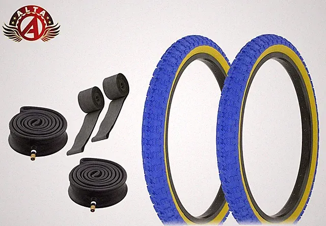 ALTA BMX BICYCLE 20"x 2.125" Blue/Gum COMP III TIRES HEAVYDUTY TUBES 6PC SET.