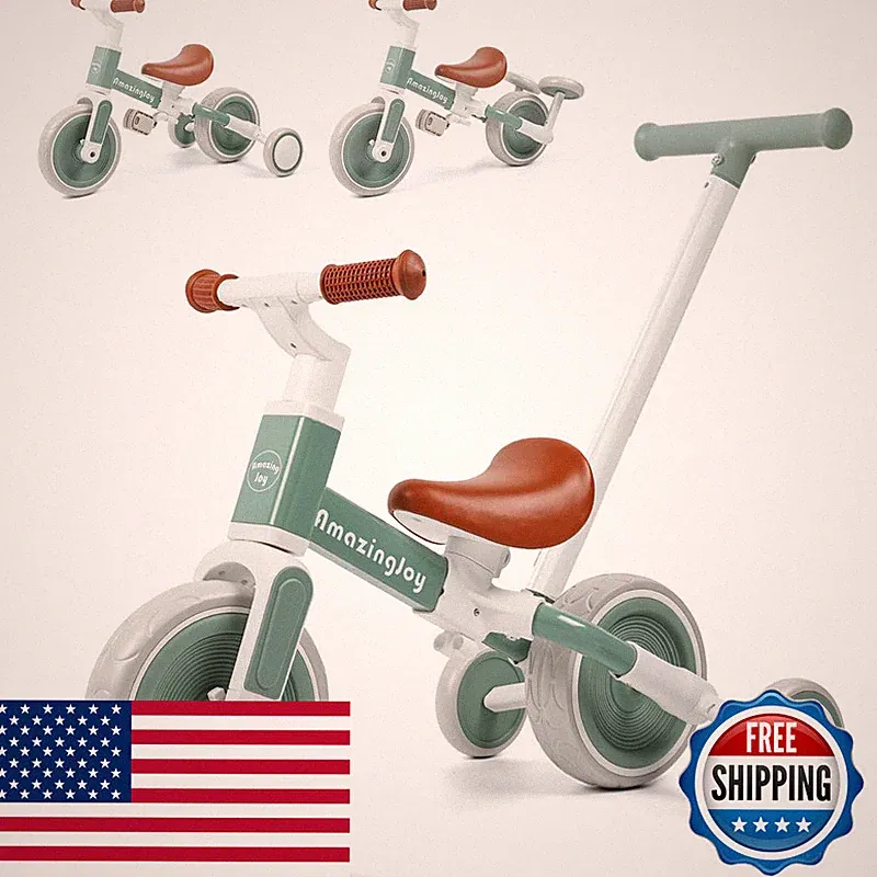 Amazingjoy 6-In-1 Toddlers Tricycle Baby Balance Bike Kids Steering Push Handle