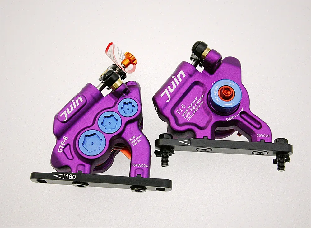 Juin Tech GTF6 Cyclocross Bicycle 6-Piston Hydraulic Brake Caliper Set Purple