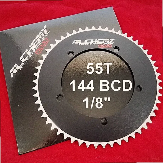 MOJO Alchemy Fixed Gear 55T Chainring 7075-T6 * 144 mm BCD Track 1/8" - BLACK