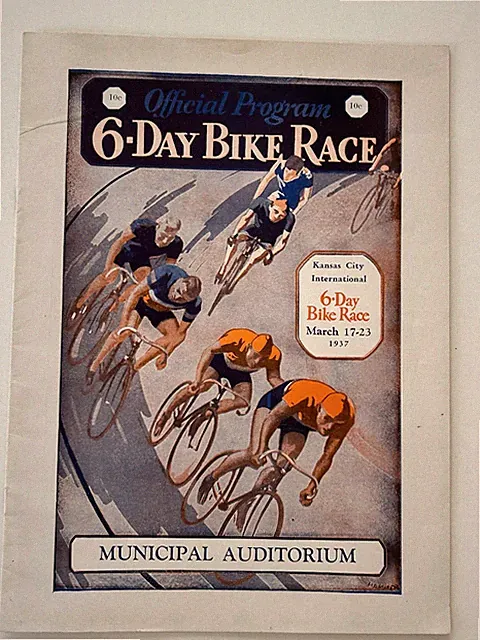 Vintage 1937 6-Day Bicycle Race Program Kansas City Municipal Auditorium Cycling