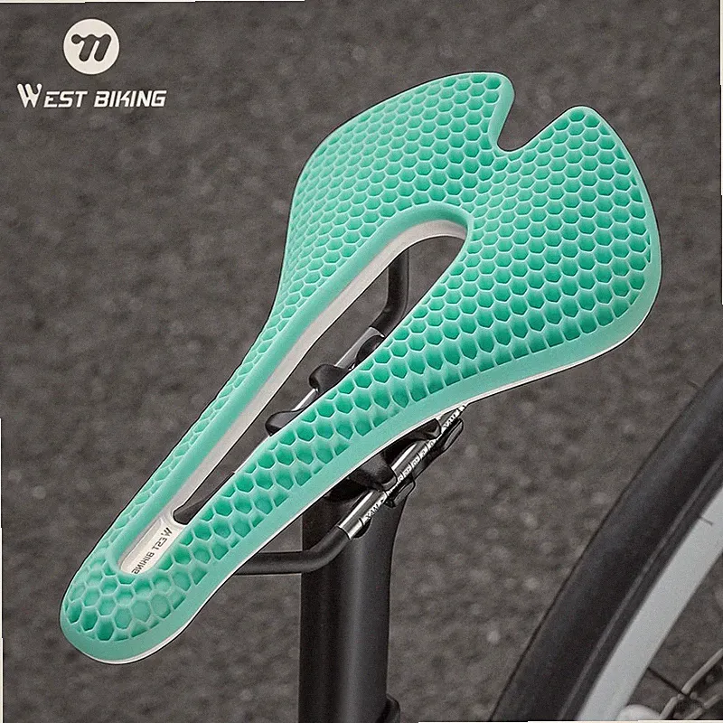 WEST BIKING Bicycle Saddle 3D Honeycomb Hollow MTB Road Bike Seat Cushion Blue